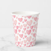 Gobelets En Papier Pink Watercolor Valentine Hearts Pattern (Recto)