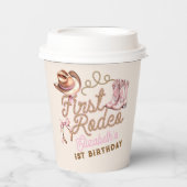 Gobelets En Papier Pink Western First Rodeo Birthday (Recto)