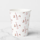 Gobelets En Papier Pink Winter Après Bébé Ski Pattern Baby Shower (Verso)