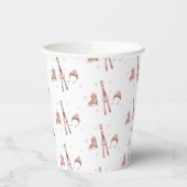 Gobelets En Papier Pink Winter Après Bébé Ski Pattern Baby Shower (Gauche)