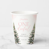 Gobelets En Papier Pink Winter Onederland 1st Birthday (Recto)