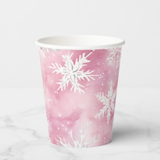 Gobelets En Papier Pink Winter Wonderland Fête des filles (Verso)