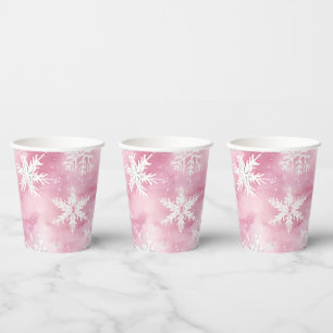 Gobelets En Papier Pink Winter Wonderland Fête des filles
