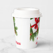 Gobelets En Papier Pins de Noël avec blanc Présent Rouge (Droite)