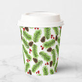 Gobelets En Papier Pins de Noël Feuilles, cônes et baies (Gauche)