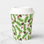 Gobelets En Papier Pins de Noël Feuilles, cônes et baies (Verso)