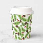 Gobelets En Papier Pins de Noël Feuilles, cônes et baies (Droite)