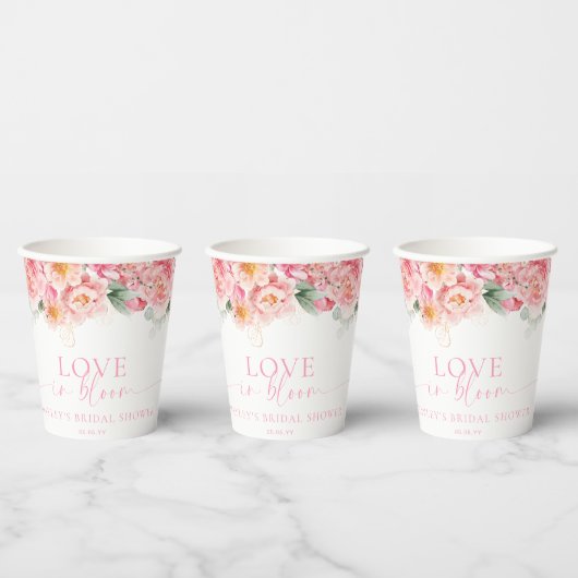 Gobelets En Papier Piper Paeony Fleurs Amour en Fleur Mariage (Multi)