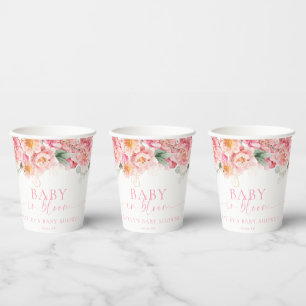 Gobelets En Papier Piper Peony Floral Bébé Dans Le Baby shower En Fle