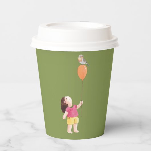 Gobelets En Papier Pique-nique vert mignon Anniversaire Enfants (Recto)