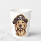 Gobelets En Papier Pirate Golden Retriever Chien Crâne (Verso)