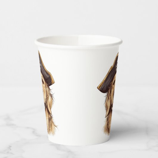 Gobelets En Papier Pirate Golden Retriever Chien Crâne (Gauche)