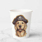 Gobelets En Papier Pirate Golden Retriever Chien Crâne (Recto)