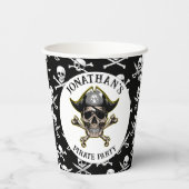 Gobelets En Papier Pirate Party Skull.Cross Bones (Verso)