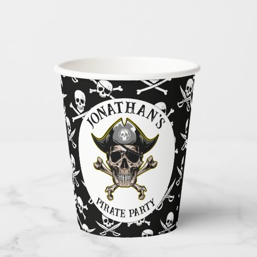 Gobelets En Papier Pirate Party Skull.Cross Bones (Recto)