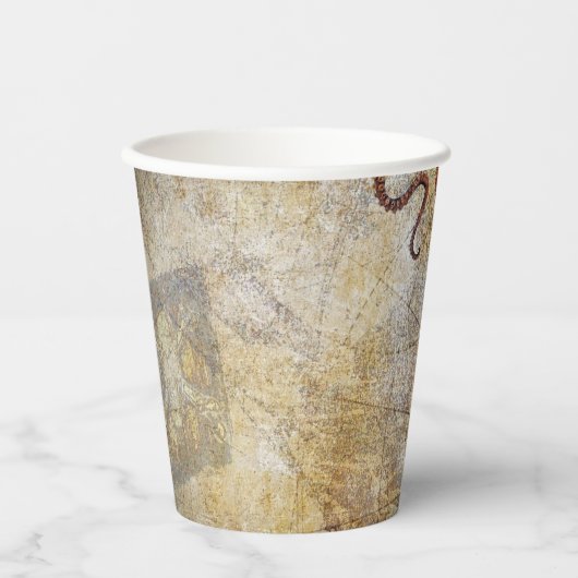 Gobelets En Papier Pirate Skeleton sur la Beach Birthday Party (Recto)