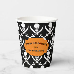 Gobelets En Papier Pirate Skulls et os Halloween heureux