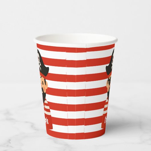 Gobelets En Papier Pirate tasse avec nom marin rayé (Droite)