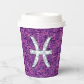 Gobelets En Papier Pisces Zodiac Connexion sur Camion numérique rose (Recto)