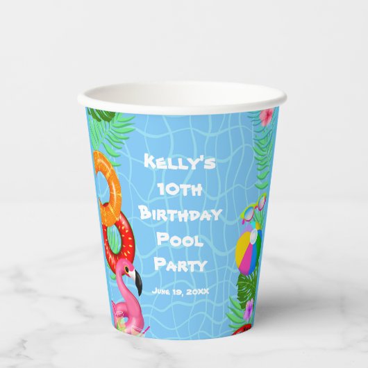 Gobelets En Papier Piscine amusante Piscine Fête Naissance (Recto)