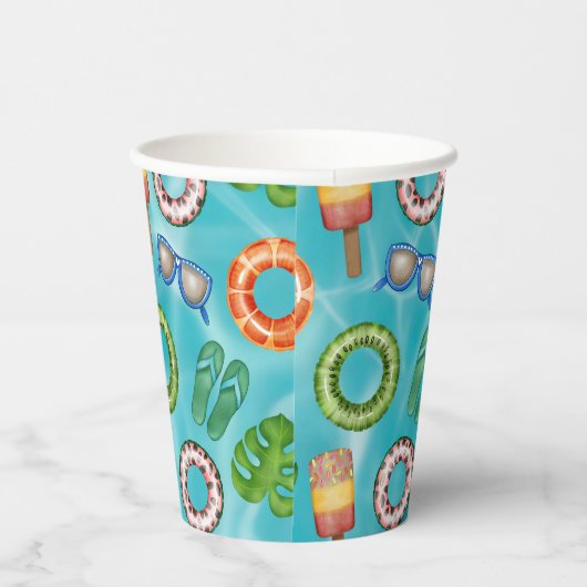 Gobelets En Papier Piscine colorée tropicale (Droite)