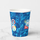 Gobelets En Papier Piscine d'été Fête Tropicale Anniversaire Bleu (Droite)
