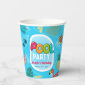 Gobelets En Papier Piscine d'été Piscine d'anniversaire (Recto)