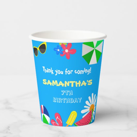 Gobelets En Papier Piscine Fête Anniversaire Amusants Bright Colours  (Recto)