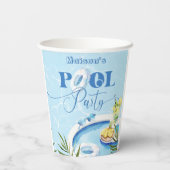 Gobelets En Papier Piscine fête bleu (Verso)