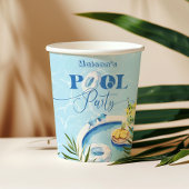 Gobelets En Papier Piscine fête bleu