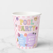 Gobelets En Papier Piscine Party Preppy Varsity Patch Anniversaire (Verso)