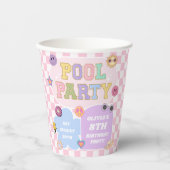 Gobelets En Papier Piscine Party Preppy Varsity Patch Anniversaire (Recto)