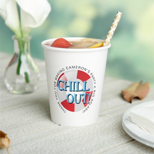 Gobelets En Papier Piscine Party rouge bleu Chill out Personnalisé (Insitu)