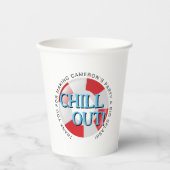 Gobelets En Papier Piscine Party rouge bleu Chill out Personnalisé (Recto)