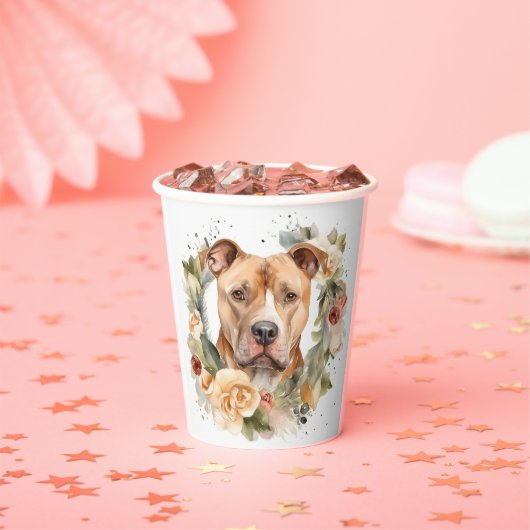 Gobelets En Papier Pitbull Christmas Wreath Festive Pup (Insitu)