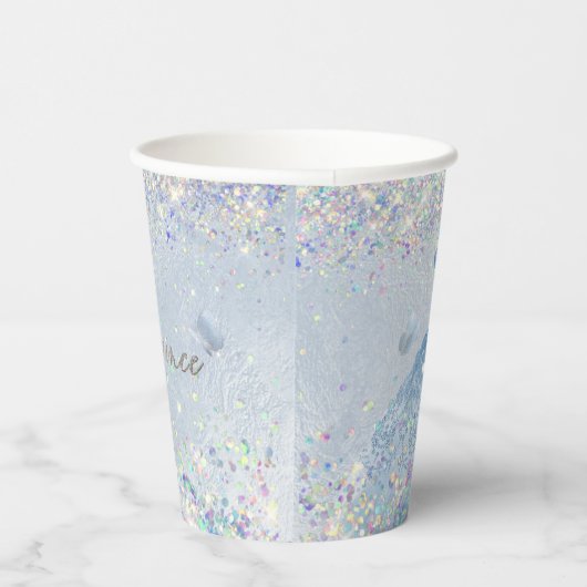 Gobelets En Papier PixDezines Dusty Blue Quinceanera Holographique (Droite)