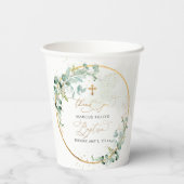 Gobelets En Papier PixDezines H2 Botanique Eucalyptus Wreath Baptême (Verso)