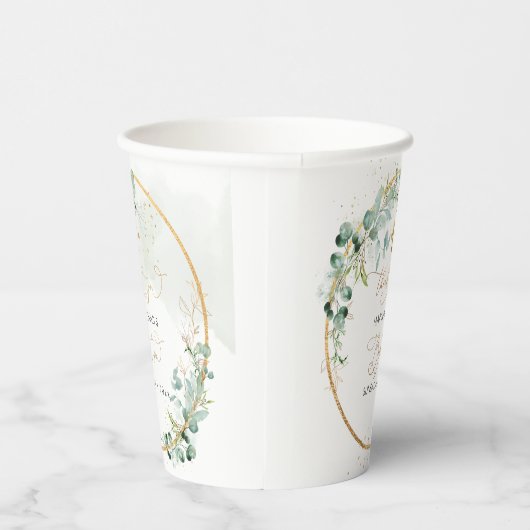 Gobelets En Papier PixDezines H2 Botanique Eucalyptus Wreath Baptême (Droite)