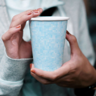 Gobelets En Papier Pixellisation Mosaïque Bleue