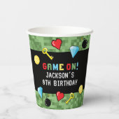 Gobelets En Papier Pixels Arcade Niveau supérieur Anniversaire de enf (Verso)