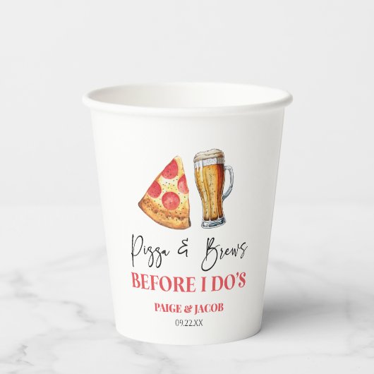 Gobelets En Papier Pizza and Brews Before I Do's Rehearsal Dinner (Verso)