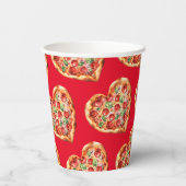 Gobelets En Papier Pizza en forme de coeur rouge moderne (Verso)