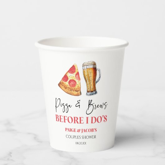 Gobelets En Papier Pizza et bières avant que je ne le fasse Shower Co (Recto)