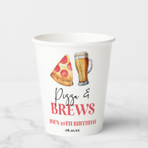 Gobelets En Papier Pizza et brasse Bière Verre fête d'anniversaire
