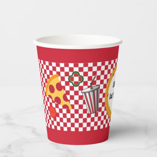 Gobelets En Papier Pizza Party personnalisé (Recto)