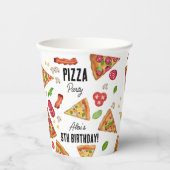 Gobelets En Papier Pizza Party thème Anniversaire de enfant (Recto)