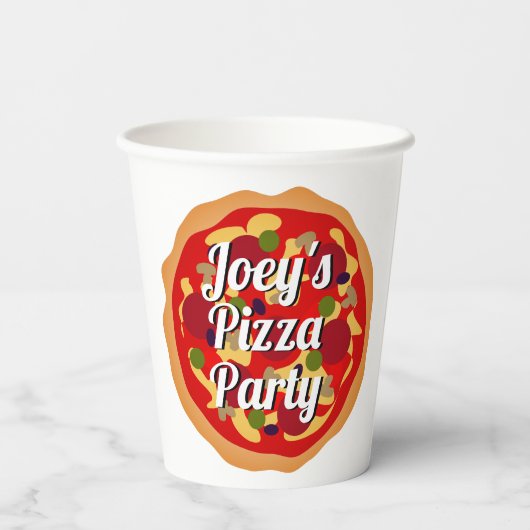 Gobelets En Papier pizza pepperoni italienne coutume fête d'anniversa (Verso)