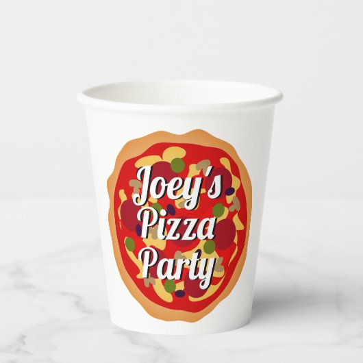 Gobelets En Papier pizza pepperoni italienne coutume fête d'anniversa (Recto)