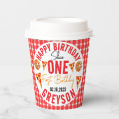 Gobelets En Papier Pizza pour bébés tranche moderne 1er anniversaire (Recto)