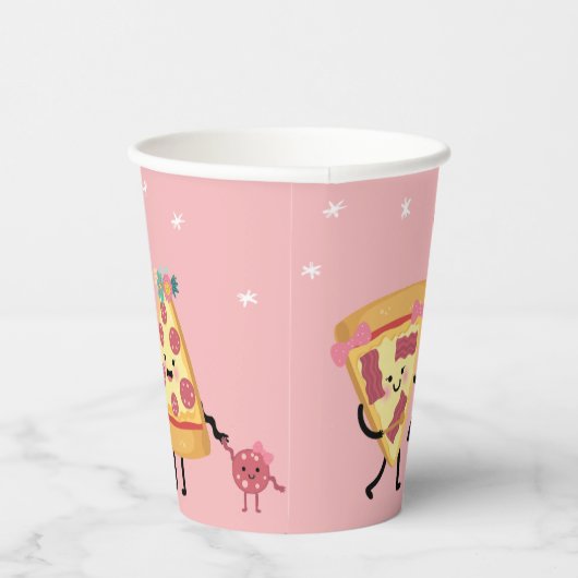 Gobelets En Papier Pizza Slices, Filles Pizza Rose Anniversaire (Droite)